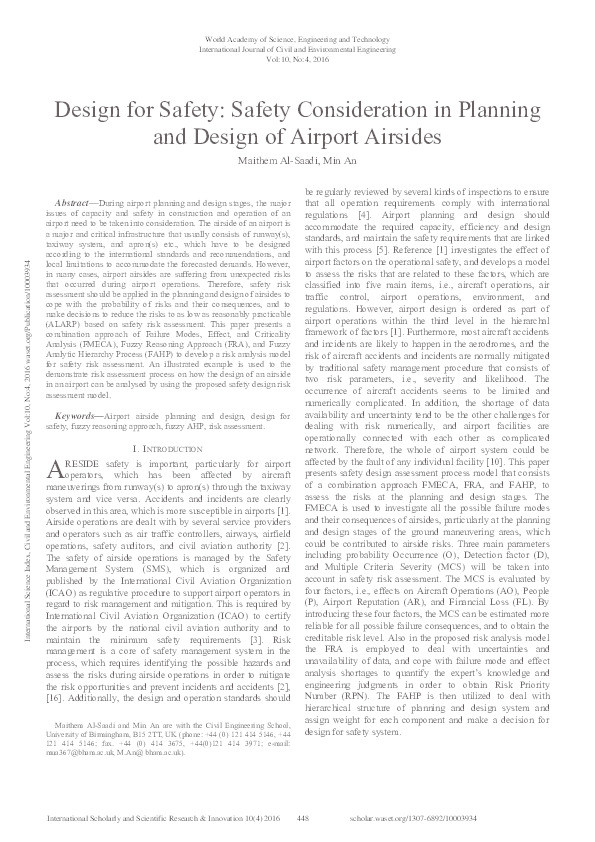 Design for safety : safety consideration in planning and design of airport airsides Thumbnail