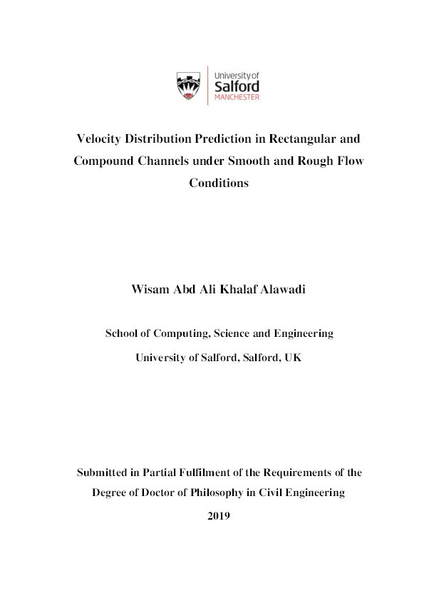 Velocity distribution prediction in rectangular and compound channels under smooth and rough flow conditions Thumbnail