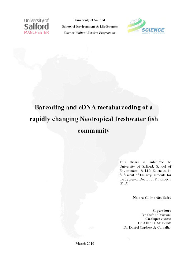 Barcoding and eDNA metabarcoding of a rapidly changing Neotropical freshwater fish community Thumbnail