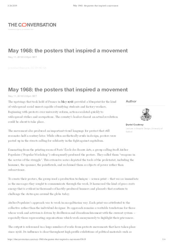 May 1968 : the posters that inspired a movement Thumbnail