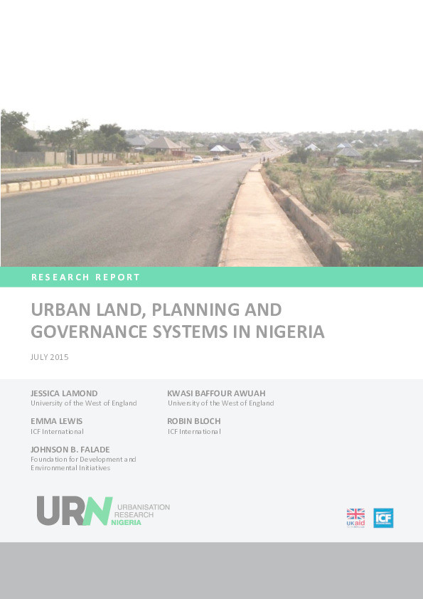 Urban land, planning and governance systems in Nigeria Thumbnail