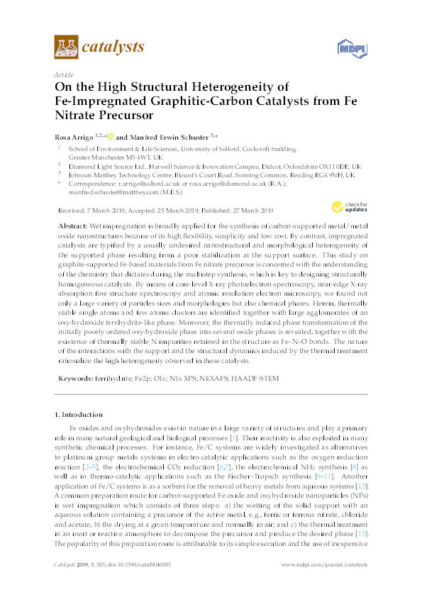 On the high structural heterogeneity of Fe impregnated graphite-carbon catalysts from Fe nitrate precursor Thumbnail