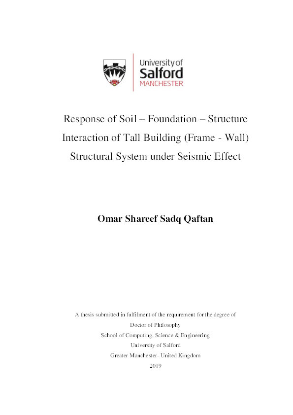 Response of soil–foundation–structure interaction of tall building (frame-wall) structural system under seismic effect Thumbnail