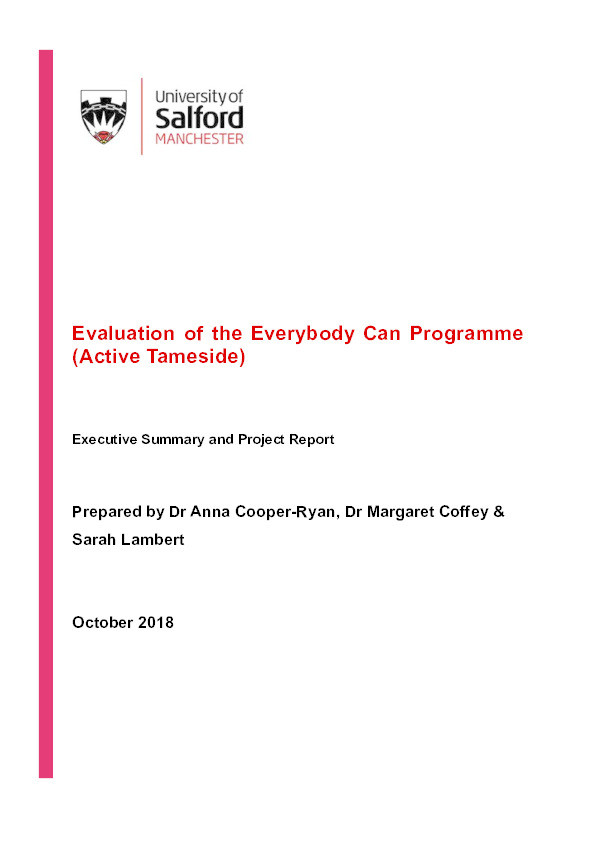 Evaluation of the Everybody Can Programme (Active Tameside) Thumbnail