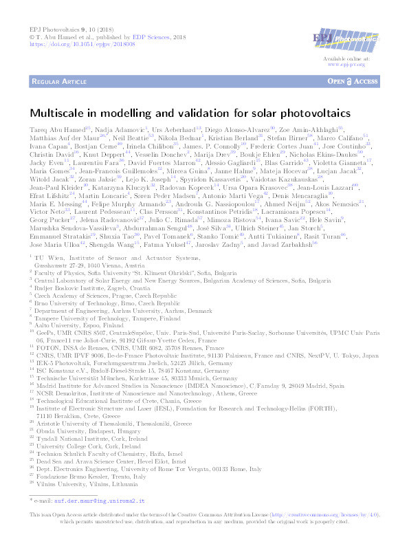 Multiscale in modelling and validation for solar photovoltaics Thumbnail