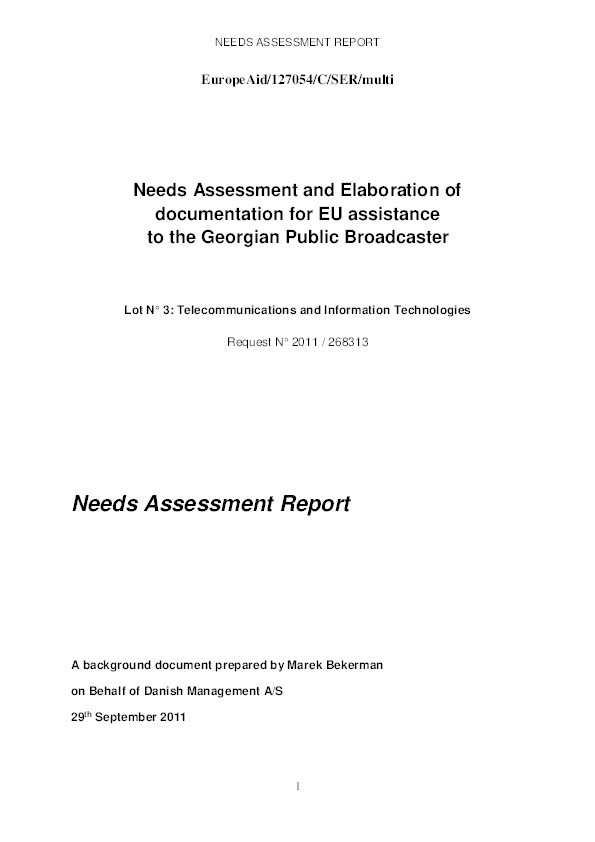Needs assessment report on the state of Georgia's public service broadcaster Thumbnail