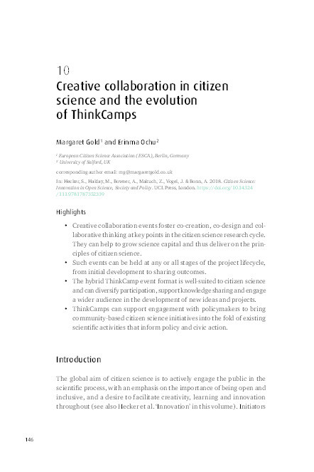 Creative collaboration in citizen science and the evolution of ThinkCamps Thumbnail