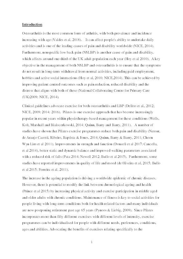 A qualitative study of the experiences and perceptions of adults with chronic musculoskeletal conditions following a 12-week Pilates exercise programme Thumbnail