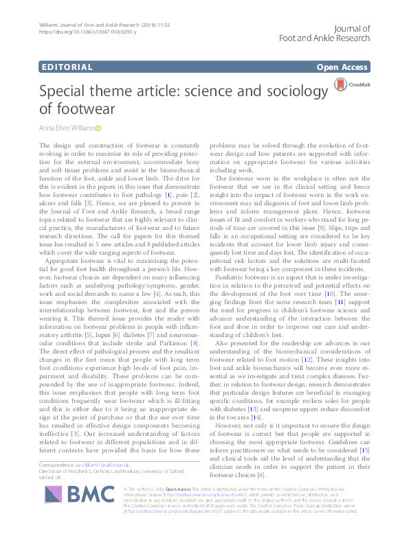 Special theme article : science and sociology of footwear Thumbnail