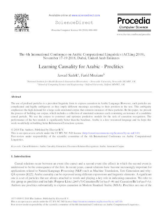 Learning causality for Arabic - proclitics Thumbnail