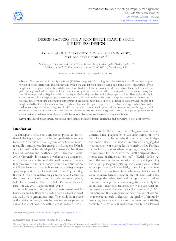Design factors for a successful shared space street (SSS) design Thumbnail