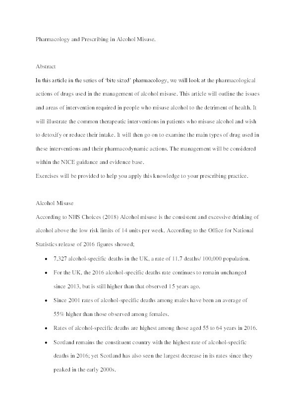 Prescribing in alcohol misuse Thumbnail