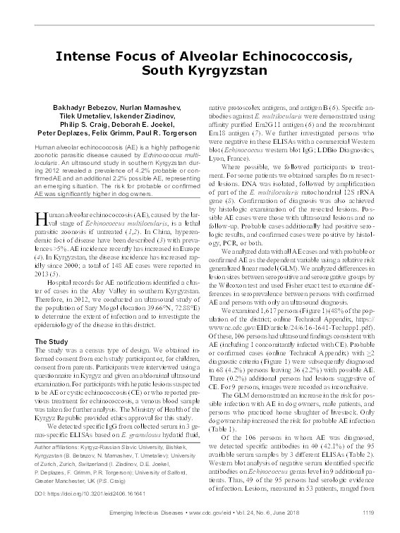 Intense focus of alveolar echinococcosis, South Kyrgyzstan Thumbnail