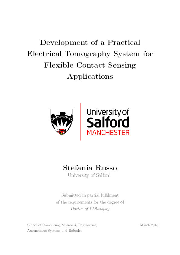 Development of a practical electrical tomography system for flexible contact sensing applications Thumbnail