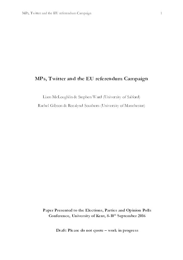 MPs, Twitter & the EU referendum campaign Thumbnail