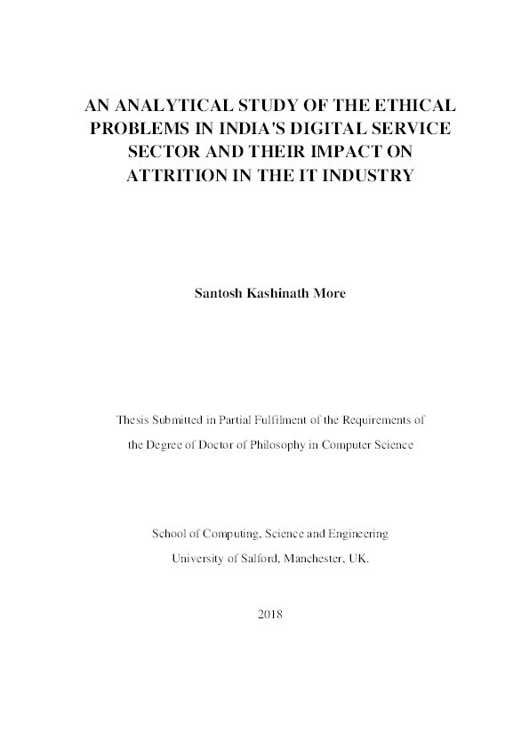 An analytical study of the ethical problems in India’s digital service sector and their impact on attrition in the IT industry Thumbnail