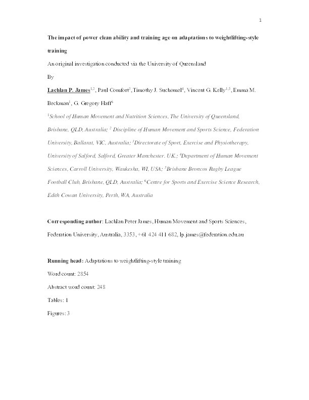 The impact of power clean ability and training age on adaptations to weightlifting-style training Thumbnail