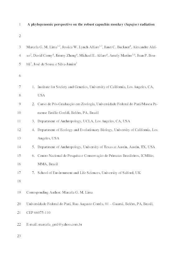 A phylogenomic perspective on the robust capuchin monkey (Sapajus) radiation : first evidence for extensive population admixture across South America Thumbnail
