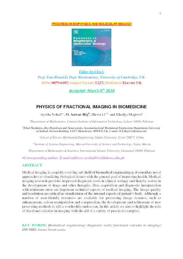 Physics of fractional imaging in biomedicine Thumbnail