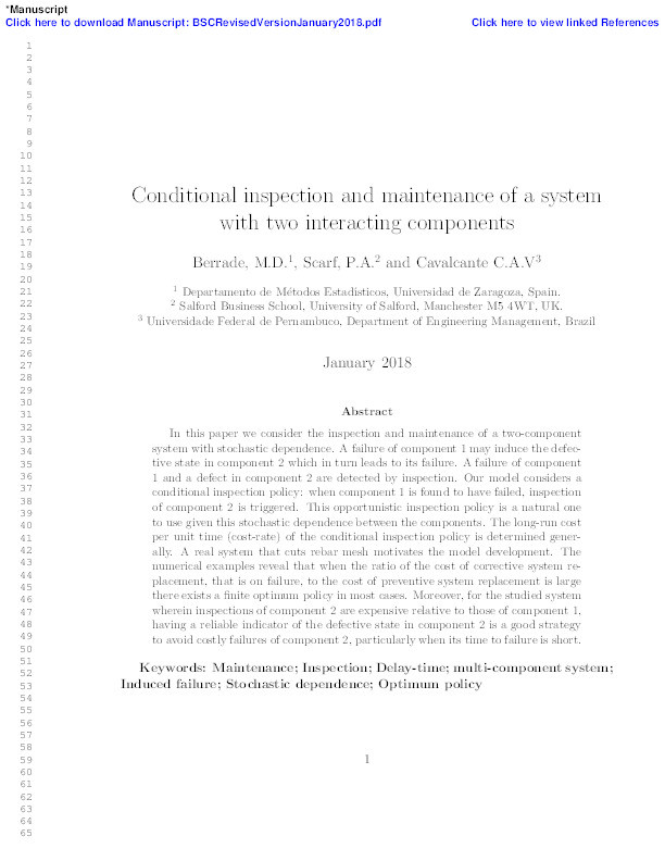 Conditional inspection and maintenance of a system with two interacting components Thumbnail