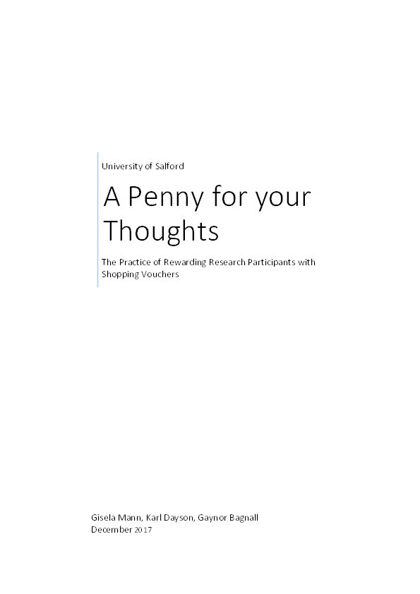 A penny for your thoughts : the practice of rewarding research participants with shopping vouchers Thumbnail