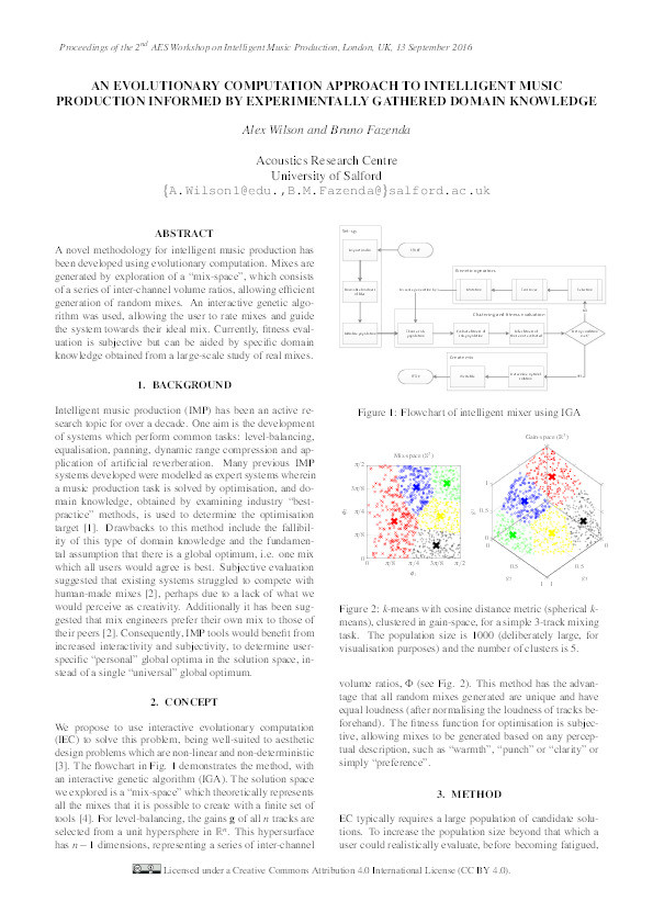 An evolutionary computation approach to intelligent music production informed by experimentally gathered domain knowledge Thumbnail