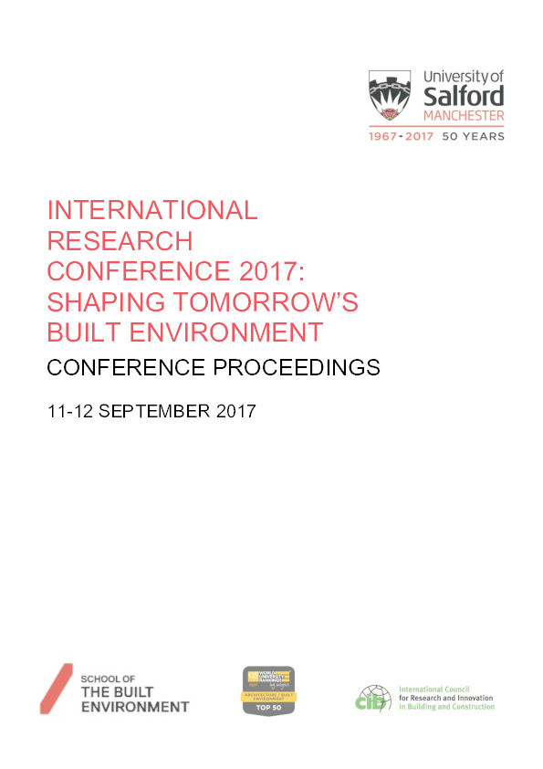 International Research Conference 2017 : Shaping Tomorrow's Built Environment - conference proceedings Thumbnail