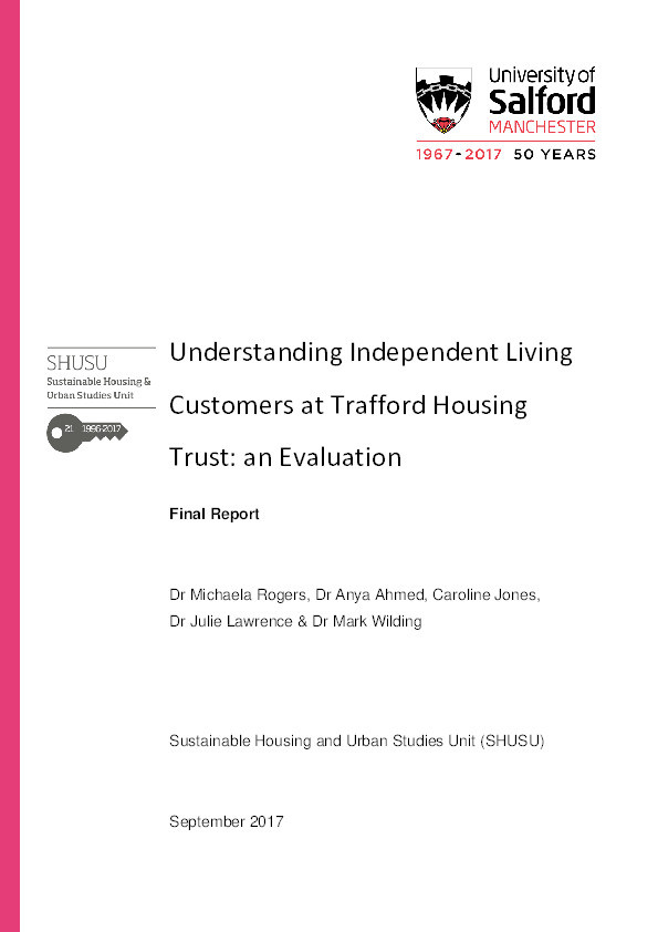 Understanding independent living customers at Trafford Housing Trust : an evaluation Thumbnail