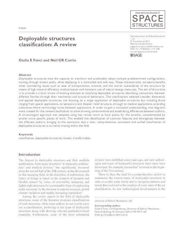 Deployable structures classification : a review Thumbnail