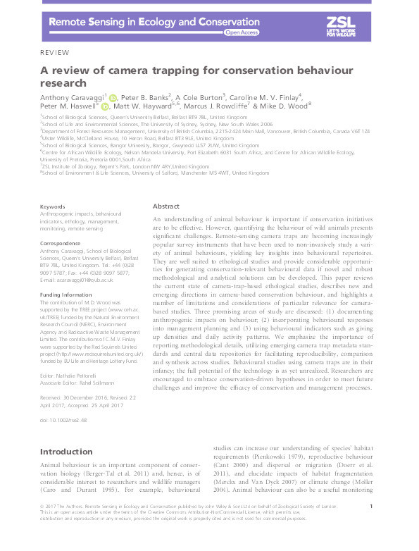 A review of camera trapping for conservation behaviour research Thumbnail