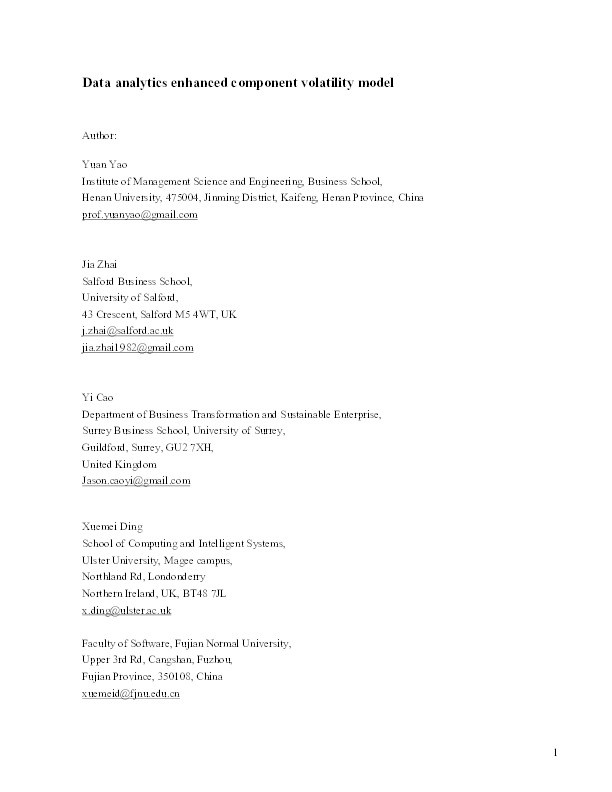 Data analytics enhanced component volatility model Thumbnail