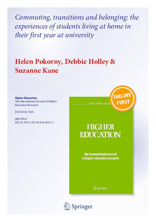 Commuting, transitions and belonging : the experiences of students living at home in their first year at university Thumbnail