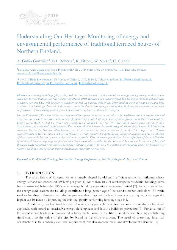 Understanding our heritage : monitoring of energy and environmental performance of traditional terraced houses of Northern England Thumbnail