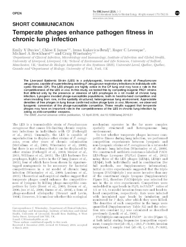 Temperate phages enhance pathogen fitness in chronic lung infection Thumbnail