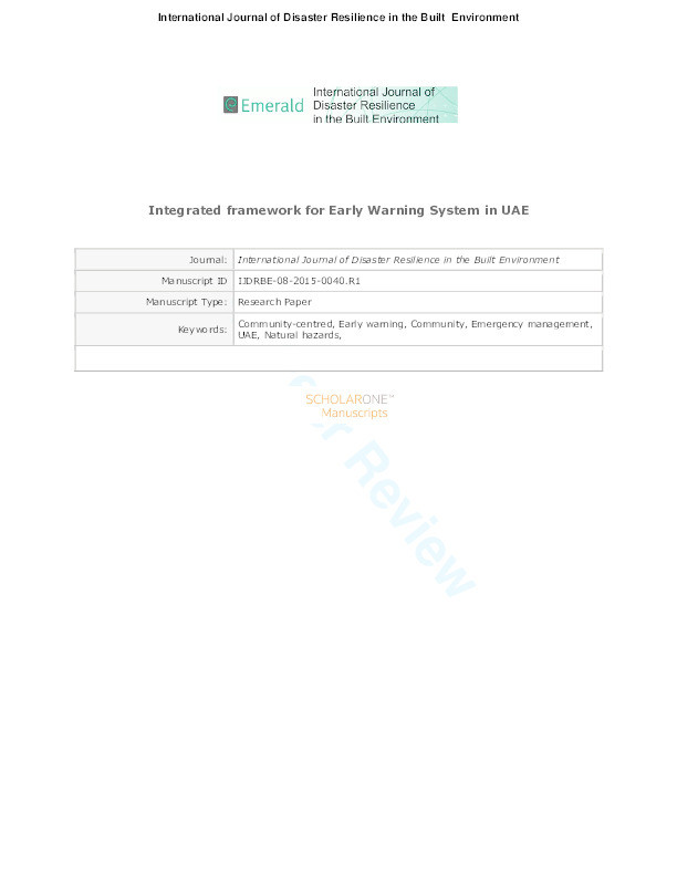 Integrated framework for early warning system in UAE Thumbnail