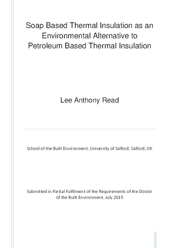 Soap based thermal insulation as an environmental alternative to petroleum based thermal insulation Thumbnail