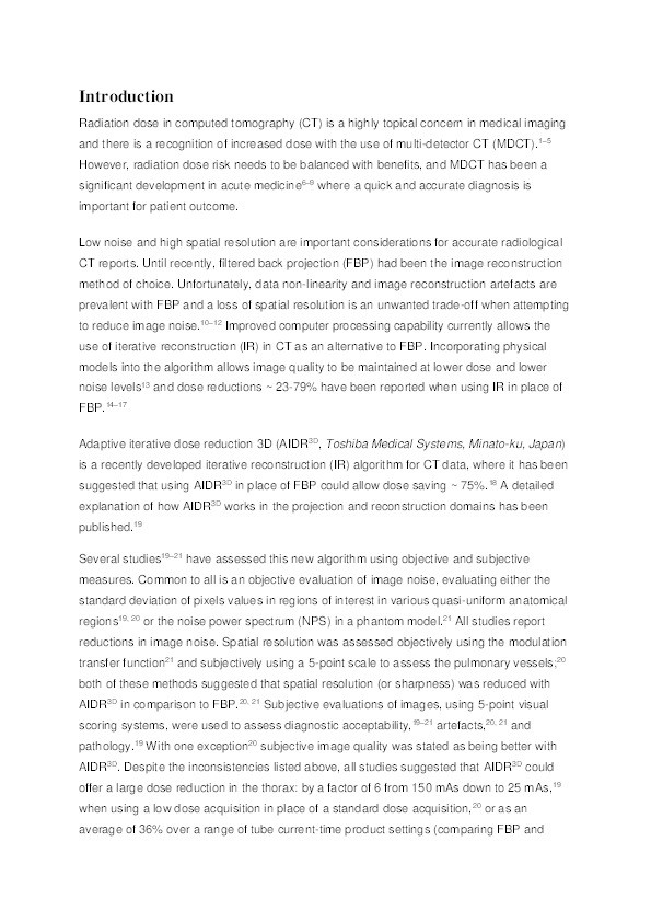 Effect of reconstruction methods and x-ray tube current-time product on nodule detection in an anthropomorphic thorax phantom : a crossed-modality JAFROC observer study Thumbnail