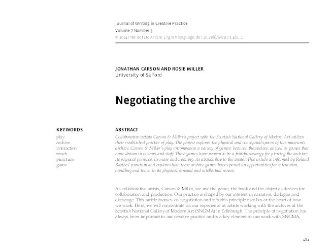 Negotiating the archive Thumbnail