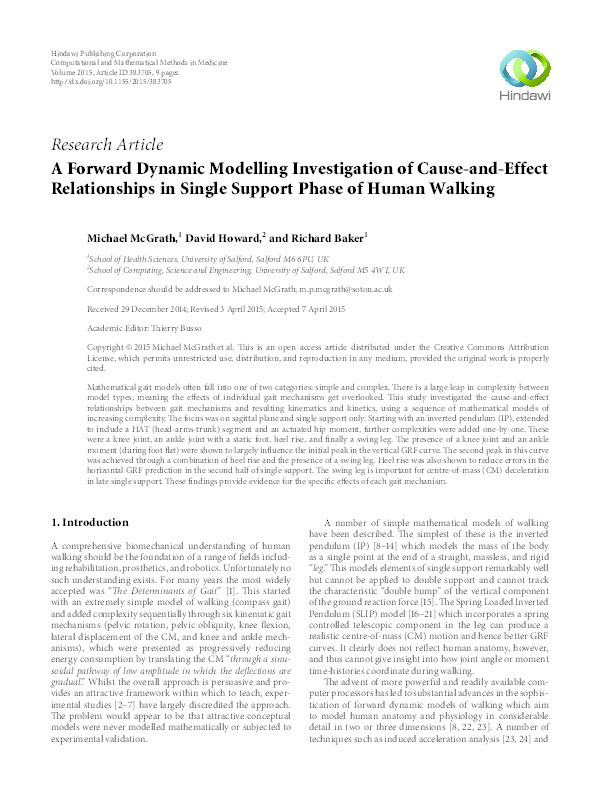 A forward dynamic modelling investigation of cause-and-effect relationships in single support phase of human walking Thumbnail