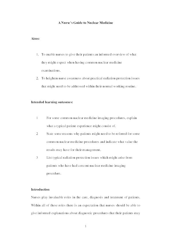 An overview of nuclear medicine imaging procedures Thumbnail