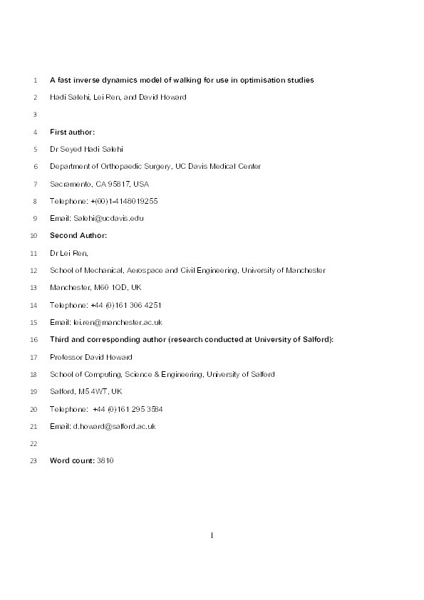 A fast inverse dynamics model of walking for use in optimisation studies Thumbnail