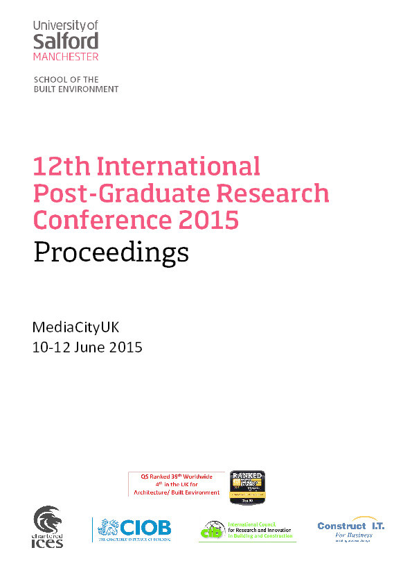 Proceedings of the 12th international postgraduate research conference in the built environment Thumbnail