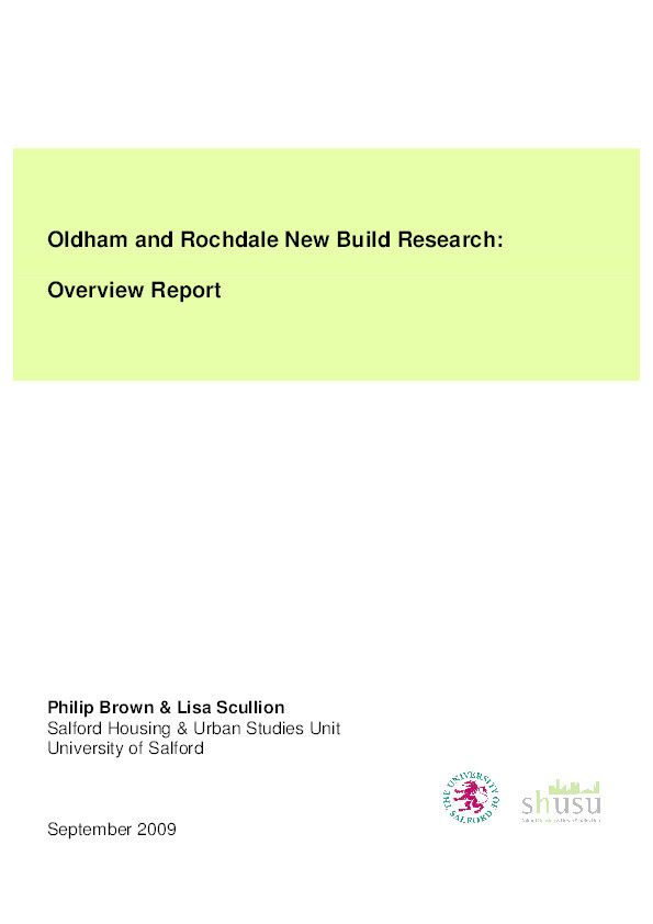 Oldham and Rochdale new build research : Overview report Thumbnail
