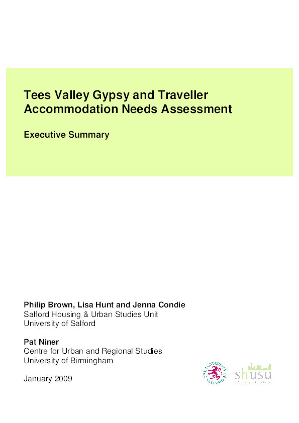 Tees Valley Gypsy and Traveller accommodation needs assessment : Executive summary Thumbnail
