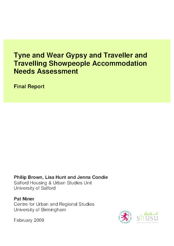 Tyne and Wear Gypsy and Traveller and Travelling Showpeople accommodation needs assessment : Final report Thumbnail