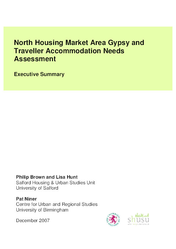 North housing market area Gypsy and Traveller accommodation needs assessment : Executive summary Thumbnail