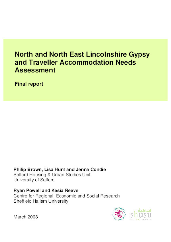 North and North East Lincolnshire Gypsy and Traveller accommodation needs assessment : Final report Thumbnail