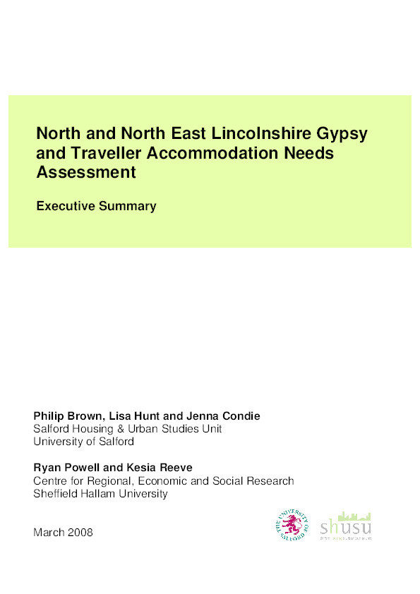 North and North East Lincolnshire Gypsy and Traveller accommodation needs assessment : Executive summary Thumbnail