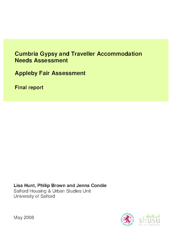Cumbria Gypsy and Traveller accommodation needs assessment : Appleby Fair assessment : Final report Thumbnail