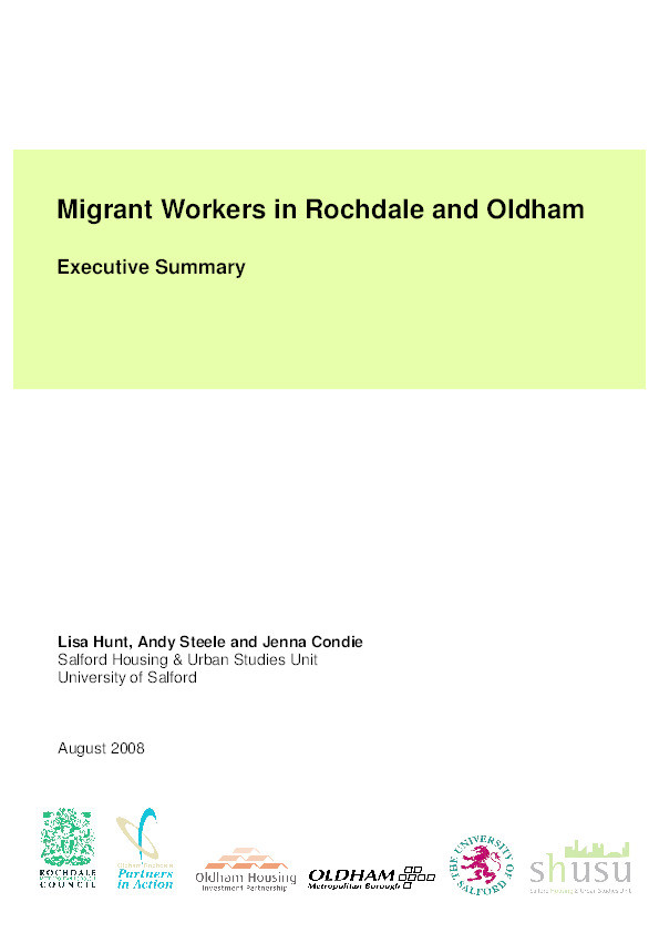 Migrant workers in Rochdale and Oldham : Executive summary Thumbnail